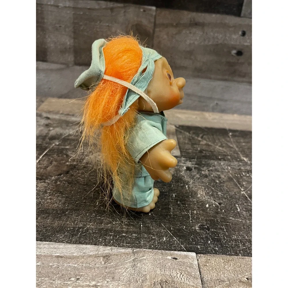 Vintage 1986 Russ Berrie Dam Troll Doll Nurse Doctor Mary Scrubs Orange Hair